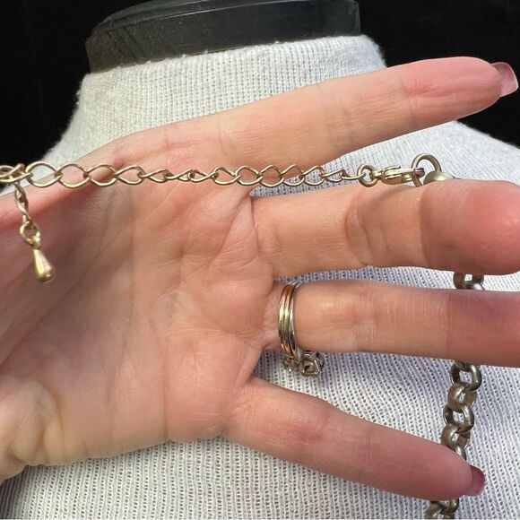 Lia Sophia Kiam Family CZ & Black Enamel Pendant Necklace Rolo Chain NWT 16-19” - Picture 8 of 9